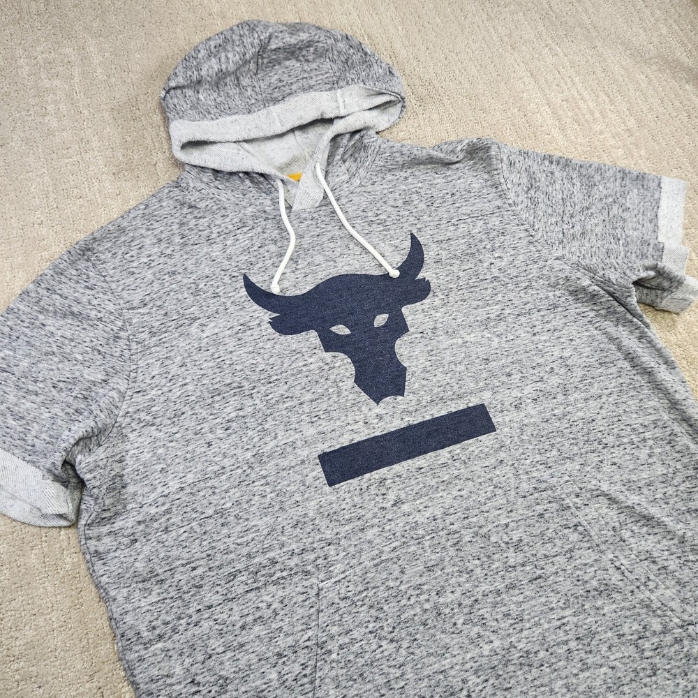 Under Armour Short Sleeve Hoodie Men‎ XL Project Rock Charged Fitted Terry